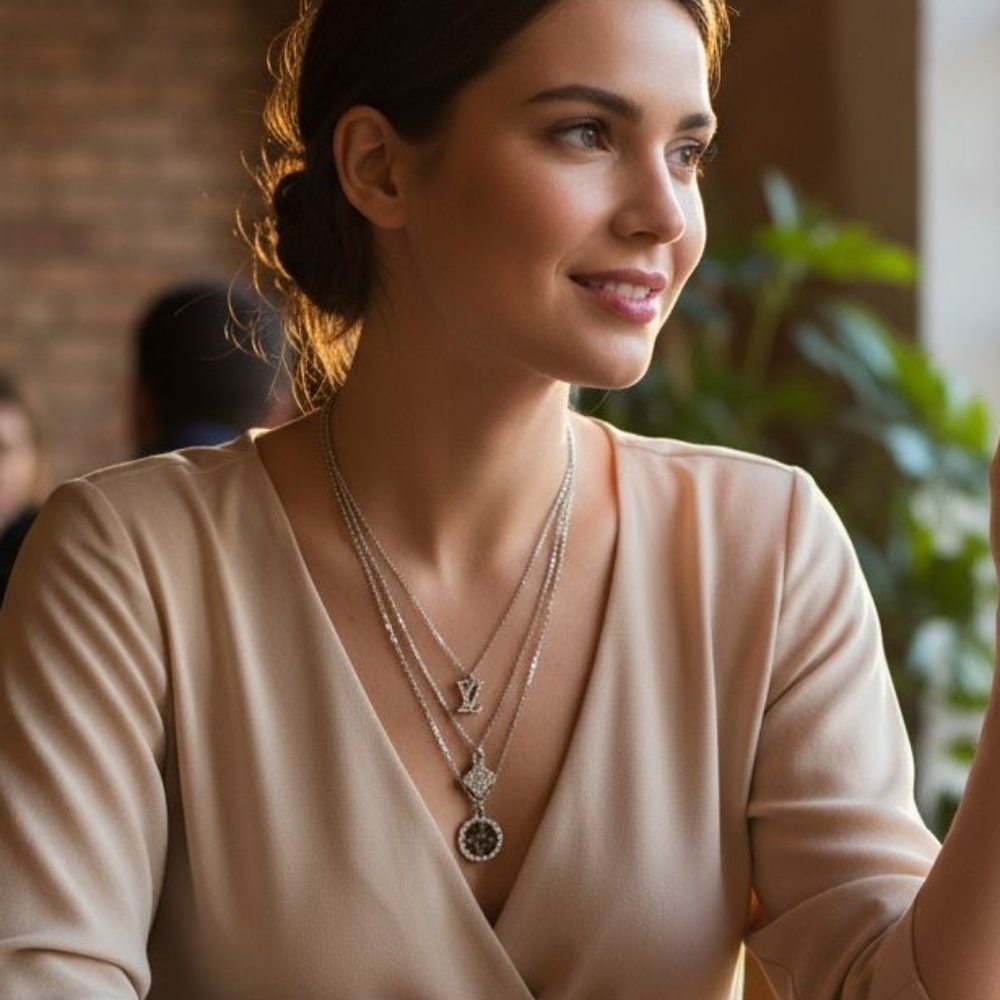 Elegant Three Layer Pendant Necklace| Available In Gold Or Silver Tone